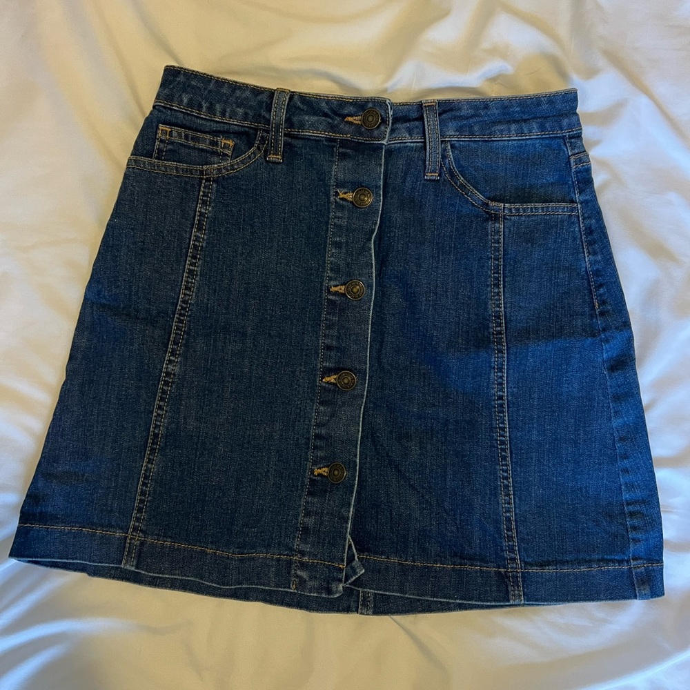 Denim Button-Front Skirt